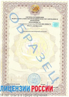 Образец сертификата соответствия (приложение) Калач Сертификат ISO 22000